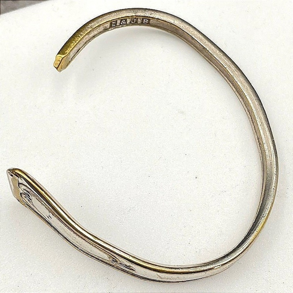 Vintage E&JB Two-Tone Classic Fashion Retro Metal Art Deco Cuff Slide Bracelet